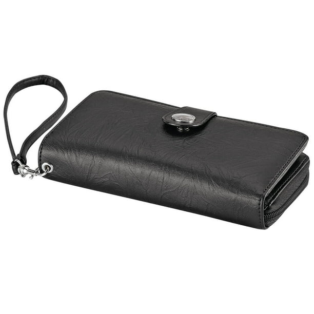 RFID Protected Large Leather Purse Wallet Double Sided With Three sections
